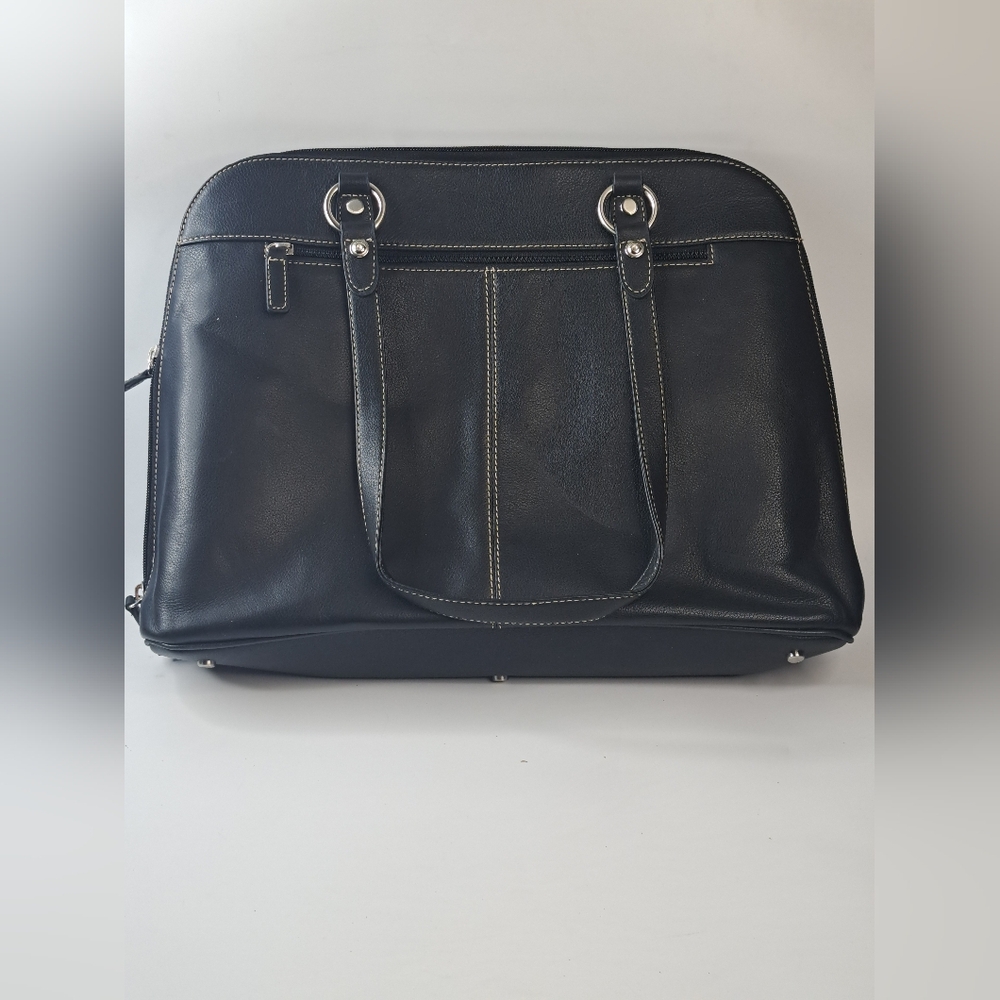 FRANKLIN COVEY Black Leather Multi-Compartment LAPTOP CASE Travel Business